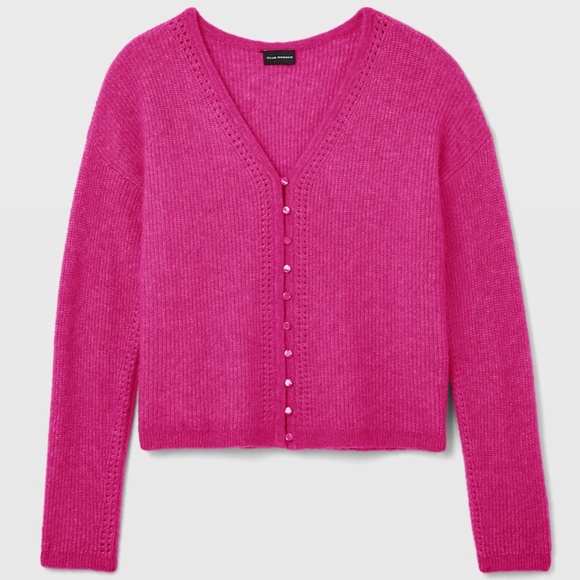 Reversible Alpaca Blend V-Neck Cardigan -New WithTags - NEVER WORN - Hot Pink - Picture 6 of 6